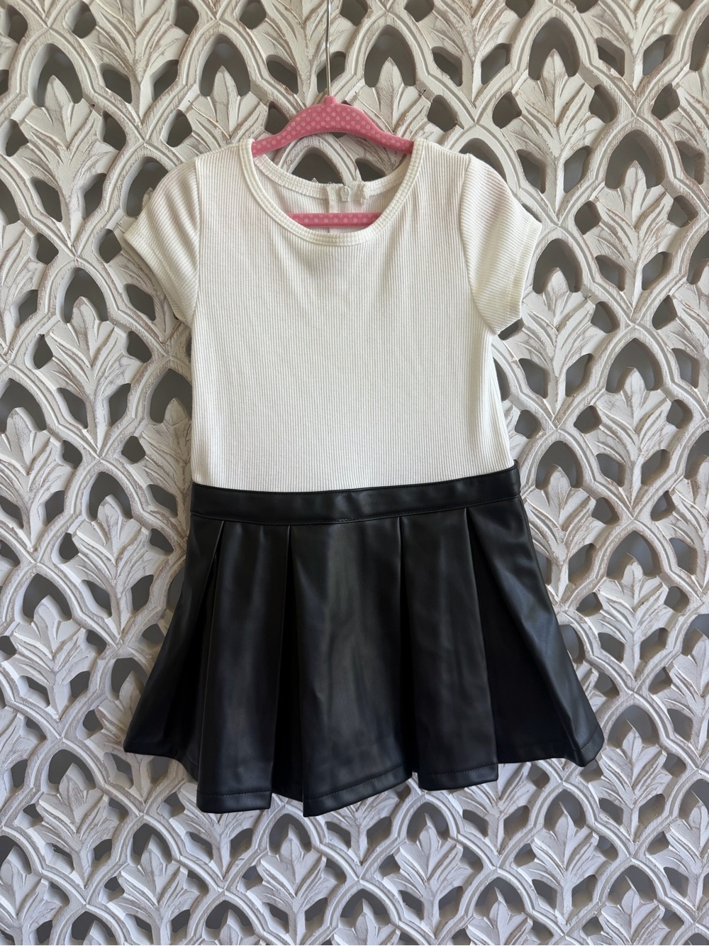 Tahari Girl Dress with Faux Leather Skirt, 3T